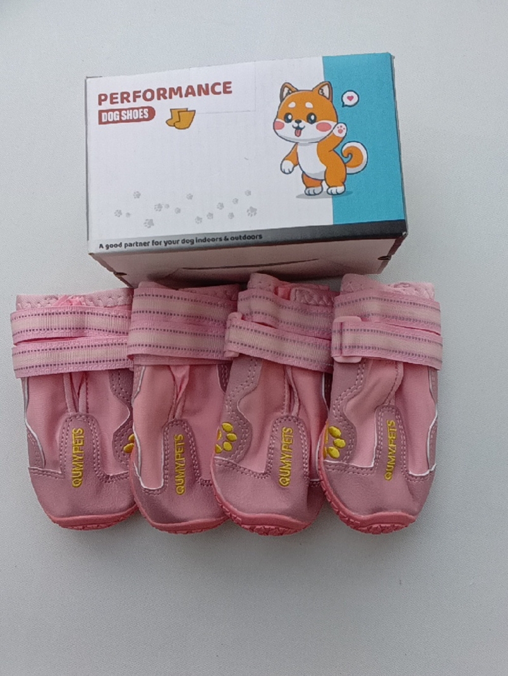 Pink Performance Girl 🐶 Dog Shoes - Paw Print Design Size 4